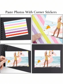 30-Page Rectangular/Square Hardcover Kraft Paper Scrapbook Album, Suitable For Weddings, Anniversaries, Parties, Home Use, Comes With 2 Sticker Sheets - Multicolor - View 9