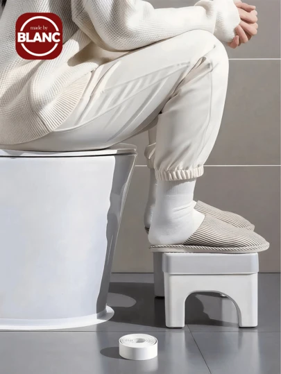 1 件符合人体工程学的蹲便器凳，防滑浴室脚凳，紧凑设计节省空间，聚丙烯材质易于清洁，白色家庭保健产品，浴室配件，用于女性蹲便辅助，收纳整理器，旅行必需品，返校礼物