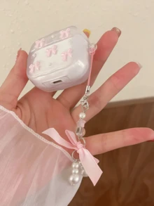 Pink Resin Butterfly Bluetooth Earphone Case Compatible With Apple 4/3/Pro/Pro 2, Anti-Drop Protective Cover With Cute Butterfly Pendant, Gift For Women Girls Girlfriend Valentine Christmas - Pink Butterfly - View 4