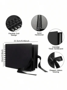 30-Page Rectangular/Square Hardcover Kraft Paper Scrapbook Album, Suitable For Weddings, Anniversaries, Parties, Home Use, Comes With 2 Sticker Sheets - Multicolor - View 5