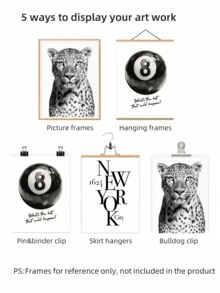 1/3pcs Frameless Set Of 3 Black White Leopard Print Wall Art, Stockholm Modern Aesthetic Poster, Y2K Animal Pattern Print, Chic Apartment Decor For Living Room, Bedroom, Dorm | Scandinavian Style, Room Decor, Vintage Prints, Dorm Essentials - Multicolor - View 11