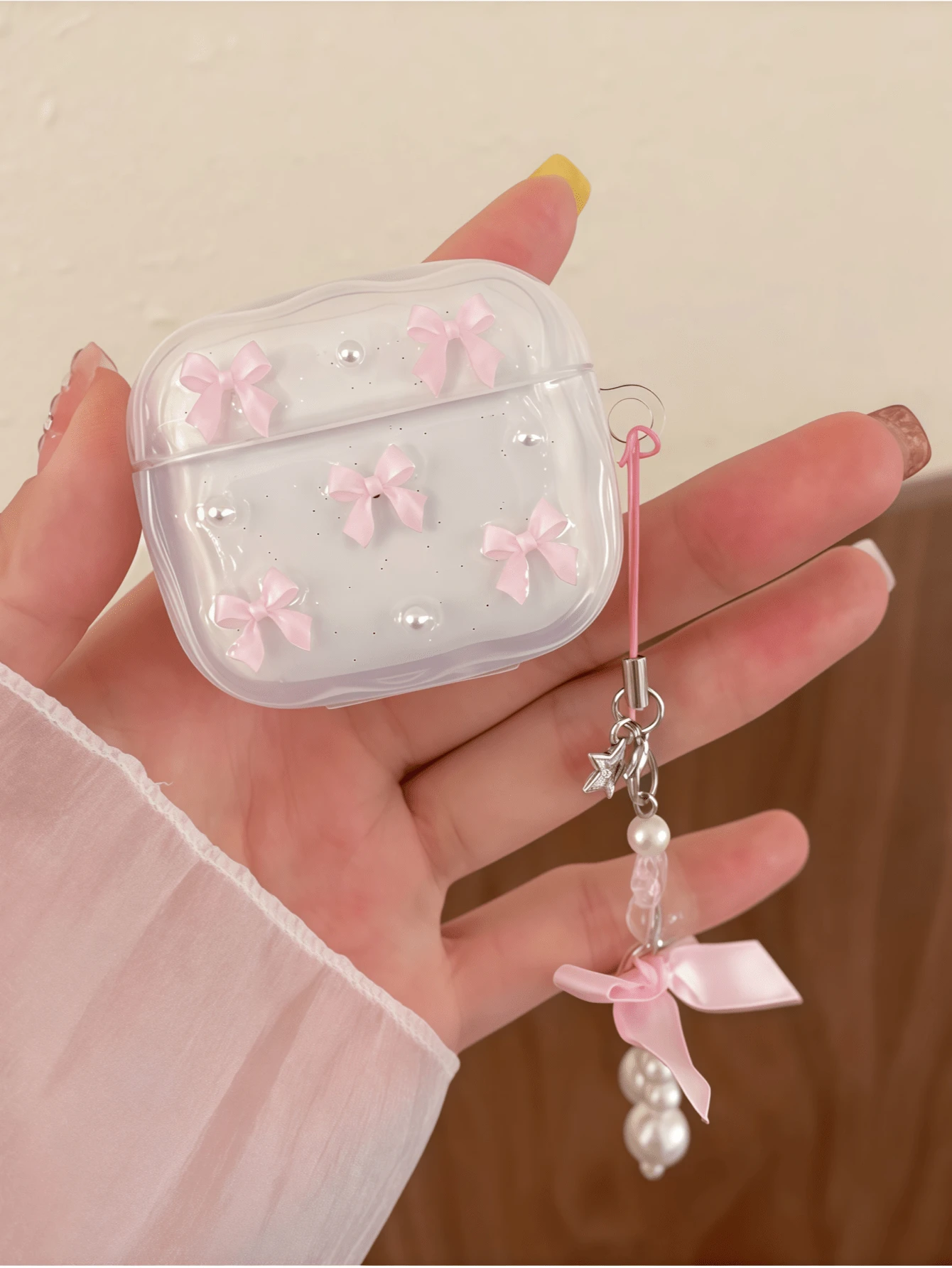 Pink Resin Butterfly Bluetooth Earphone Case Compatible With Apple 4/3/Pro/Pro 2, Anti-Drop Protective Cover With Cute Butterfly Pendant, Gift For Women Girls Girlfriend Valentine Christmas - Pink Butterfly - View 1