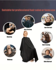 1 Stück Professionelle Salon Friseur Umhang - Erweiterte Breite & Länge, strapazierfähiges schwarzes Material mit verstellbarem Halteband für Haarfärbung, Dauerwelle, Styling, Dauerwellenschutz | Funktionales Schönheitsaccessoire | Glatte Textur Stoff, Haarpflege, Friseur Umhang - Verschiedenfarbig - Übersicht 3