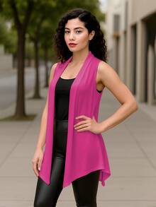 Chaleco Largo Ligero-Temporada - Fucsia - Ver 2