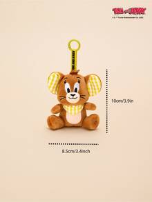 TOM & JERRY X Joivida Classic Jerry Plaid Series Plush Keychain - Adorable Mouse Design, Soft Fuzzy Pendant For Bags & Keys - Brown - View 3