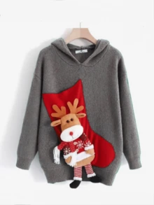 Dúo de Suéteres Navideños para Mujer | Punto Jacquard con Copos de Nieve - Gris - Ver 5