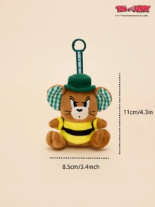 TOM & JERRY Cute Butch Mouse Plush Keychain From Cat & Mouse Plaid Series – Adorable Butch Character Charm, Soft Fuzzy Checkered Accessory For Bags, Keys, Backpacks & Car Decor, Sweet Daily Ornament For Kids - Brown - View 4