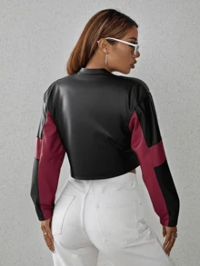 Chaqueta Contraste Edgy: El Hit del Momento #OufitViral - Negro rojo - Ver 3