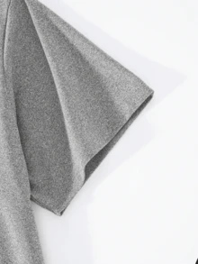 Camiseta de manga corta con cuello redondo, adornada con estampado, para ropa de Año Nuevo, camisetas gráficas para mujeres - Gris - Ver 3