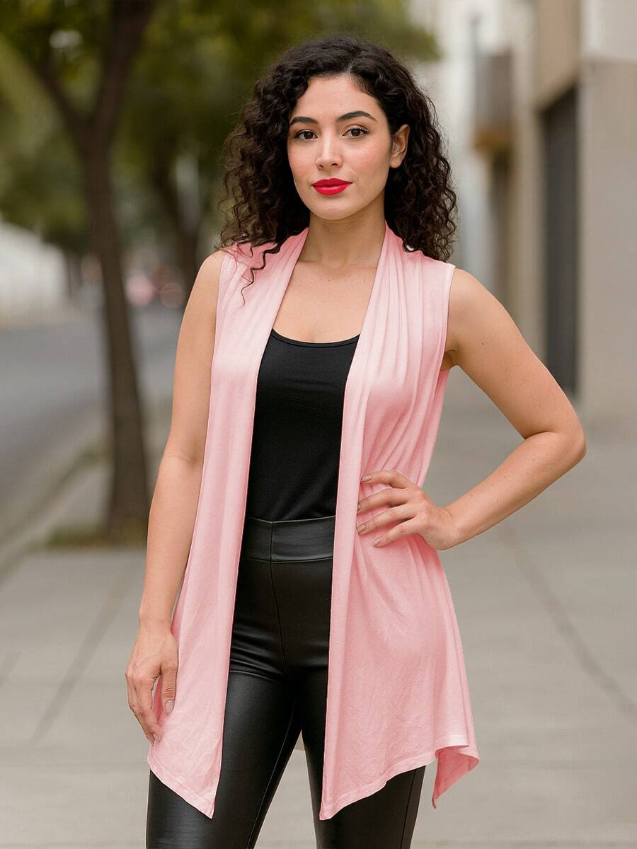 Chaleco Largo Ligero-Temporada - Rosa - Ver 1