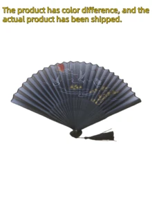 1 pieza Abanico plegable de flores de mano, abanico de mano, abanico de seda y bambú con borla, abanico plegable de mano calado para mujer, abanico plegable, abanico de mano con borla para uso al aire libre, viajes, baile, vestido cheongsam, accesorios para fotografía, decoración, regalos (vintage), color de borla aleatorio - multicolor - Ver 9