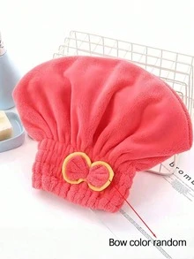 SHEIN 1件珊瑚绒蝴蝶结发巾帽，超强吸水速干浴帽，适合女性、女孩、公主风，加厚发巾，日常使用，家居浴室装饰，秋季装饰发饰，时尚柔软舒适 - 彩色 - 查看 10