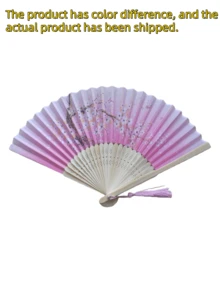 1 pieza Abanico plegable de flores de mano, abanico de mano, abanico de seda y bambú con borla, abanico plegable de mano calado para mujer, abanico plegable, abanico de mano con borla para uso al aire libre, viajes, baile, vestido cheongsam, accesorios para fotografía, decoración, regalos (vintage), color de borla aleatorio - multicolor - Ver 14