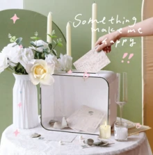 Caixa de Cartão de Casamento de Madeira Marrom/Branca para Recepção, Caixa de Presente Rústica para Casamento com Janela Acrílica, Caixa Grande para Cartões de Dinheiro de Envelope de Casamento para Festa, Formatura, Aniversário - caixa de cartão de casamento - Visão 3
