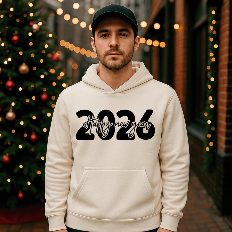 Sudadera para Hombre con Estampado CELEBRATIONS NEW YEAR CASUALWEAR STREET | Ideal para Invierno y Fiestas - Burdeos - Ver 1