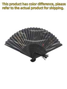 1 pieza Abanico plegable de flores de mano, abanico de mano, abanico de seda y bambú con borla, abanico plegable de mano calado para mujer, abanico plegable, abanico de mano con borla para uso al aire libre, viajes, baile, vestido cheongsam, accesorios para fotografía, decoración, regalos (vintage), color de borla aleatorio - multicolor - Ver 15