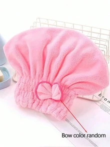 SHEIN 1件珊瑚绒蝴蝶结发巾帽，超强吸水速干浴帽，适合女性、女孩、公主风，加厚发巾，日常使用，家居浴室装饰，秋季装饰发饰，时尚柔软舒适 - 彩色 - 查看 9