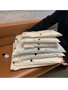20PCS Rice White Polka Dot Express Bag, School Season, Graduation Season, Wedding Season, Birthday Team Gift Bags, Thick Storage Plastic Bags, Aircraft Box Clothing Bags, Suitable For Back To School, School Supplies, Schools, Offices, Transportation, Shipping And Mailing - Beige Polka Dots - View 7