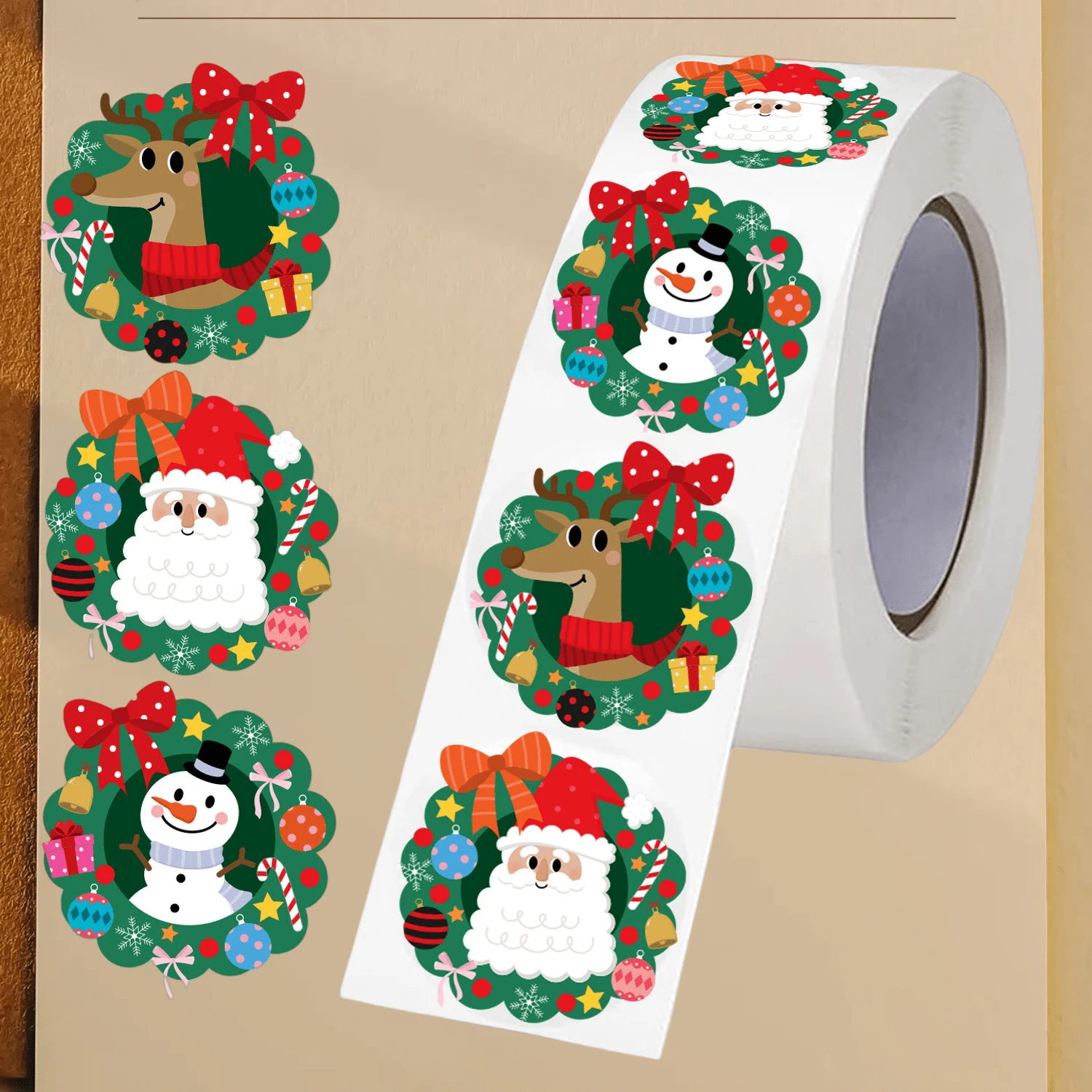 1PC = 320pcs Large Asymmetric Cartoon Christmas Graffiti Stickers 3.8cm PVC Self-Adhesive Sealing Stickers For Festive Parties - Multicolor - View 1