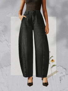 Pantalones de mujer pantalones vaqueros pantalones anchos pantalones de mezclilla mujer pantalones baggy pamtalones mujer pantalones de mujer mezclilla pantalones de mujer curvy - Gris - Ver 10