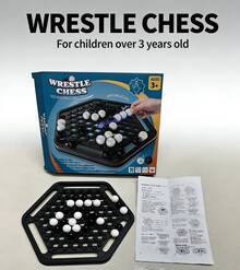 大力神推棋，四方二合一桌面游戏棋，黑白策略棋，家庭聚会互动游戏道具，节日派对玩具和礼物 - 二合一黑白遊戲棋 - 查看 1