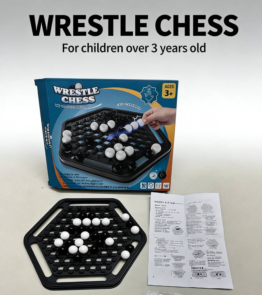 大力神推棋，四方二合一桌面游戏棋，黑白策略棋，家庭聚会互动游戏道具，节日派对玩具和礼物 - 二合一黑白遊戲棋 - 查看 1