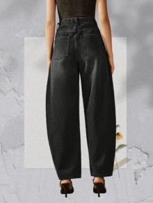 Pantalones de mujer pantalones vaqueros pantalones anchos pantalones de mezclilla mujer pantalones baggy pamtalones mujer pantalones de mujer mezclilla pantalones de mujer curvy - Gris - Ver 6