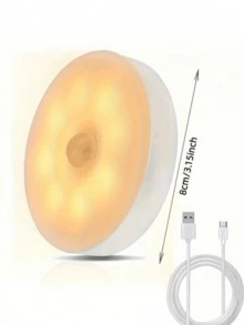 Teckwe 3 Packs Motion Sensor Closet Lights - Magnetic, USB Rechargeable, 8-LED Wireless Indoor Lighting,120° Ultra-Wide Infrared Induction, Semi-Flush Mount, Plastic Shade, Battery Powered, Hallway, Stairs, Bedroom, Infrared Sensor, Yellow/White LED,Room Decor,Home Decor,Wall Decor,Bedroom Decor,Night Light