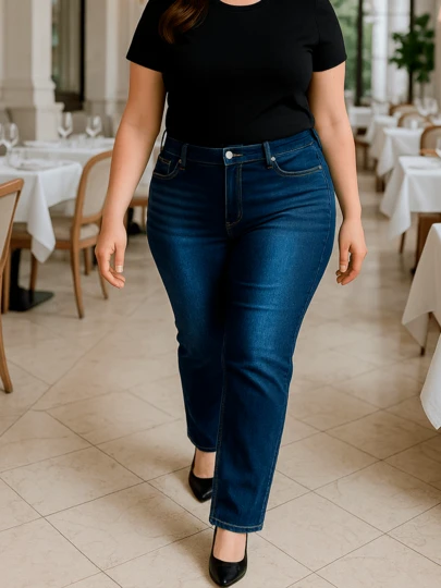 Jeans plus size para mujer con fit perfecto, alta comodidad y estilo moderno | Mezclilla stretch que realza curvas y brinda libertad de movimiento