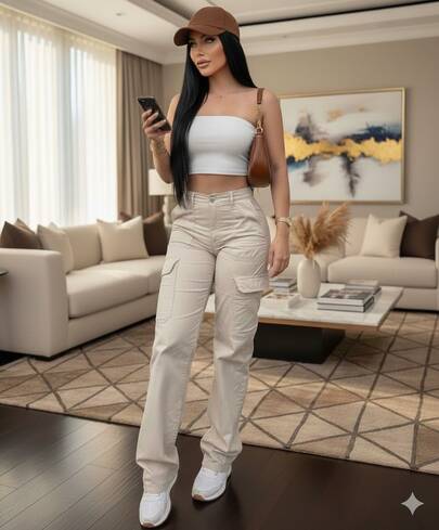 Pantalón Cargo Overzise Para Mujer