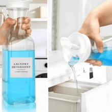 1 paquete de detergente para la ropa con sub-envasado, con 1 botella de etiquetas de sub-envasado, 1 botella de 1500 de capacidad de contenedor de distribución para decoración del hogar y el baño, de vuelta a la escuela - transparente - Ver 4