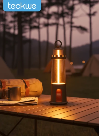 Teckwe Multi-Purpose LED Camping Lamp Vintage Style Tent, Lightweight Waterproof Solar USB Rechargeable LED Flashlight, Survival Kits For Indoor Outdoor Home Emergency Light Power Outages Hiking Hurricane