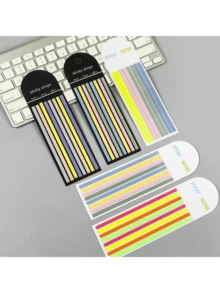 4/12PCS, Extra Long Index Sticker, Student Reading Label Sticker, Office Instruction Sticker, Book Annotation Label, Transparent Waterproof And Convenient Sticker, Colored Adhesive Label Sticker - Multicolor - View 2