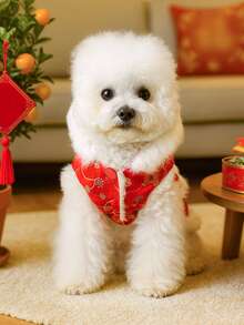 PETSIN 1 件猫狗通用服装，加厚保暖外套，适合秋冬季节，可爱刺绣老虎图案新年装，宠物冬季连帽衫