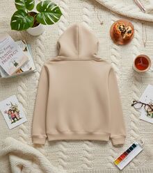 SUDADERA CON GORRO PARA DAMA CON ESTAMPADO NEW YORK CITY - Beis - Ver 2