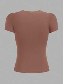 Mujer casual camiseta estampado gráfico love corazón amor día san Valentín cerezas cereza enamorados pareja linda tierna cute rayas rayones dibujo letras creativo ajuste regular cuello redondo manga corta primavera erano uso diario comoda fresca ligera - Cafe - Ver 2