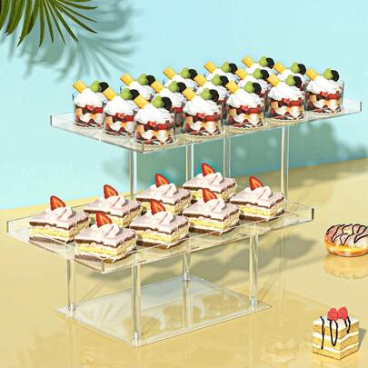 Acrylic Dessert Display Stand Set, Clear Acrylic Cupcake Stand For Cupcakes, Sweets, Pastries, Food Trays, Cookie Dessert Plates, Service Trays, Pedestal Base, Suitable For Weddings, Birthday Parties,Tabletop Supplies, New Year Gifts, Wedding Celebrations, Birthday Parties
