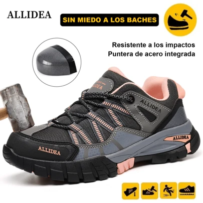 SEGURITO Tenis de mujer,tenis industriales para mujer,zapatos industriales,botas de casquillo industrial,zapatos de trabajo, zapatillas de trabajo ligeras,diseño con puntera de acero y suela resistente a perforaciones, antideslizante y resistente al desgaste, adecuado para obras de construcción, actividades al aire libre, logística y transporte, entre otros escenarios,tenis de mujer oferta.