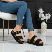 HUARACHE CON HEBILLAS ALTO MUJER MOD 1633 - Negro - Ver 1