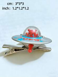 Joivida Unique 3D Alien Spaceship Hair Clips Cute UFO Hair Clips Funny Handcrafted Quirky Hair Accessories