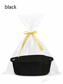 1个30厘米绳编手柄礼品篮，椭圆形多功能收纳篮，可装零食、玩具、化妆品、洗漱用品等，适用于节日送礼、家居日常使用、厨房、厨房配件、厨房工具、厨房收纳、化妆品收纳、婚礼用品、鲜花装饰、家居用品、餐桌、家居装饰、家居收纳、房间装饰、卧室装饰等。 - 絲帶禮品籃 - 查看 8