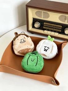 Joivida 1pc Cute Vegetable Snack Coin Purse Bitter Melon Garlic Toast Design Portable Keychain Bag Pendant - Multicolor - View 13