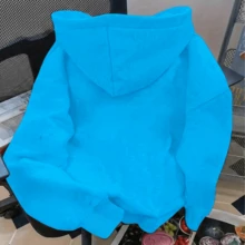 Mujer Estilo Vintage Sudaderas con Detalle de Corazón Patchwork de Jeans Corte Amplio Capucha Mangas Largas Temporada Otoño-Invierno Salidas Informales - Azul cielo - Ver 2