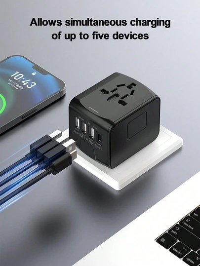 Teckwe Travel Adapter Universal Power Plug UK US Socket International Wall Charger, Suitable For Multi Country Adapters