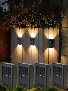 1/2/4/6Pcs Solar Wall Lights, Outdoor Garden Solar LED Lights, Yard Garden Wall Decorative Sconce Lights, 2-Head Waterproof Plastic Wall Lamps For Outdoor Lighting, Street Lighting, Home Balcony Porch Lawn Decoration