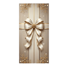 Elegante faixa de porta com laço branco e dourado, decoração de Natal e inverno, 89 x 178 cm, poliéster. - Multicolorido - Ver 5