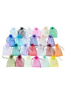 100个装，礼品包装袋，尺寸：7*9厘米，彩色薄纱婚礼糖果袋、万圣节糖果袋、餐桌用品、圣诞节礼品包装袋、各种户外节日派对包装用品 - 彩色 - 查看 5