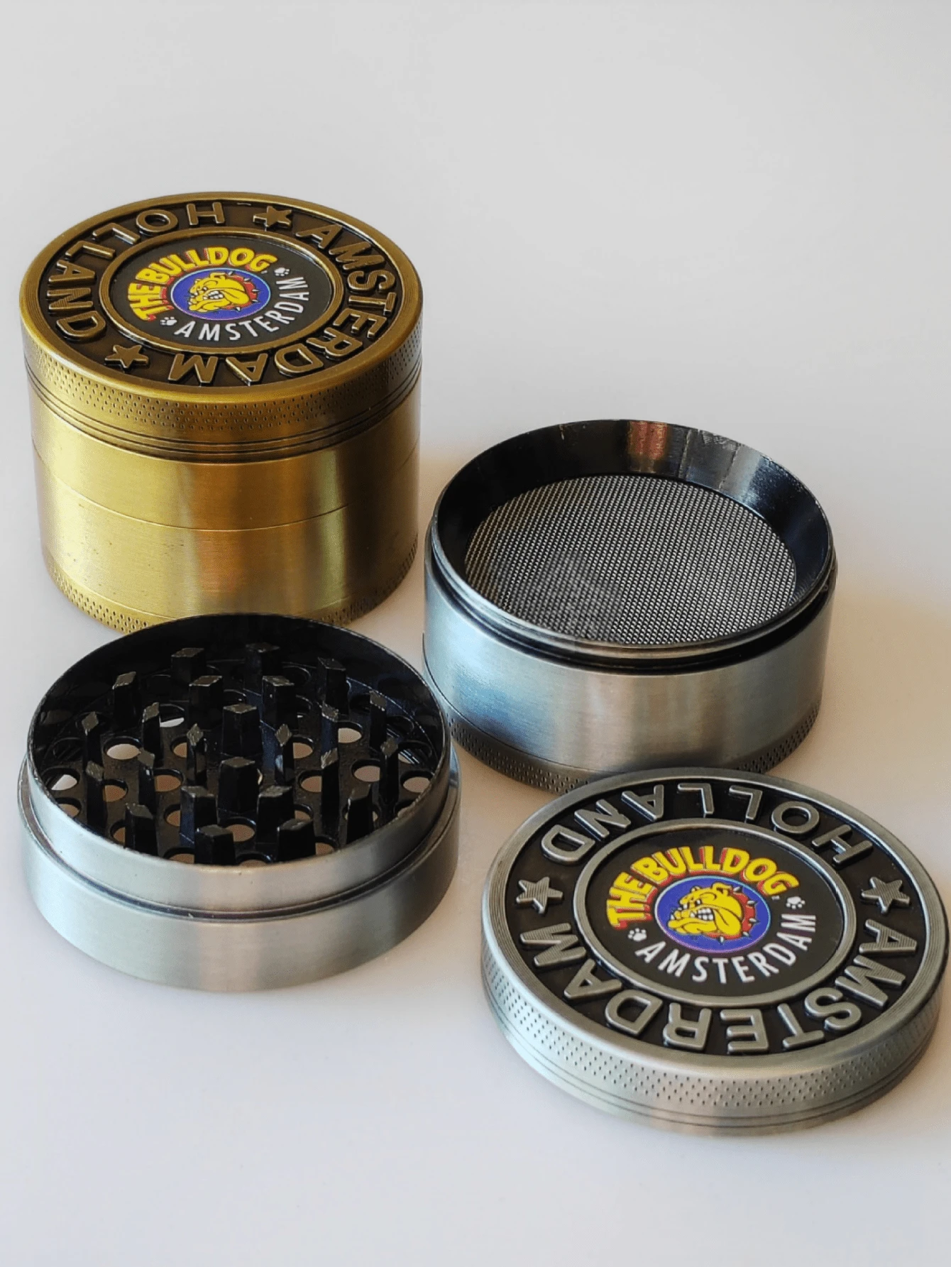 4-Layer Zinc Alloy Grinder, Gold & Silver Dog Head Design, Durable Spice Crusher With Sharp Serrations For Efficient Grinding, Herb Grinder Mill - Multicolor - View 1