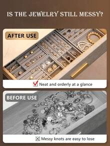 8件套珠宝展示托盘套装，大抽屉可堆叠收纳盒，适用于耳环、项链、戒指、手镯等，多功能化妆台收纳桌面展示盒 - 彩色 - 查看 6