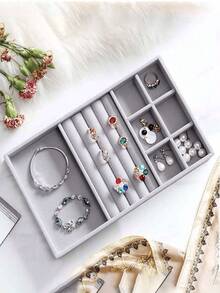 8件套珠宝展示托盘套装，大抽屉可堆叠收纳盒，适用于耳环、项链、戒指、手镯等，多功能化妆台收纳桌面展示盒 - 彩色 - 查看 5